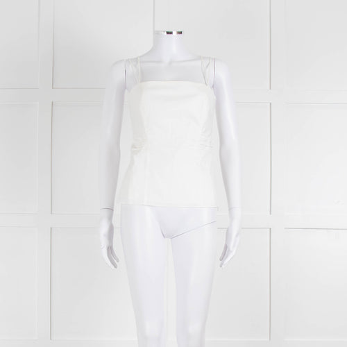 Frame White Cotton Sleeveless Low Back Top