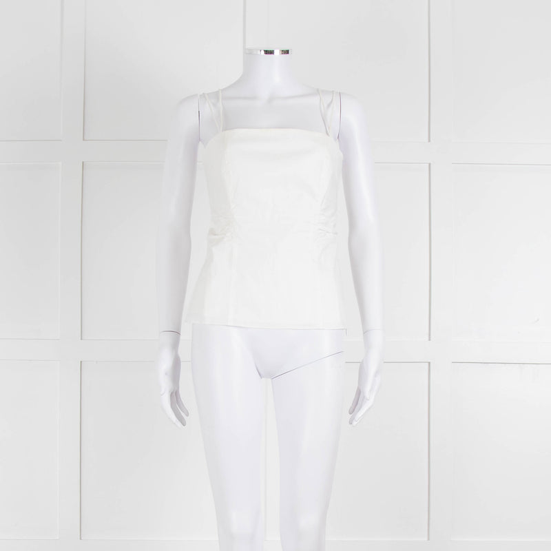 Frame White Cotton Sleeveless Low Back Top
