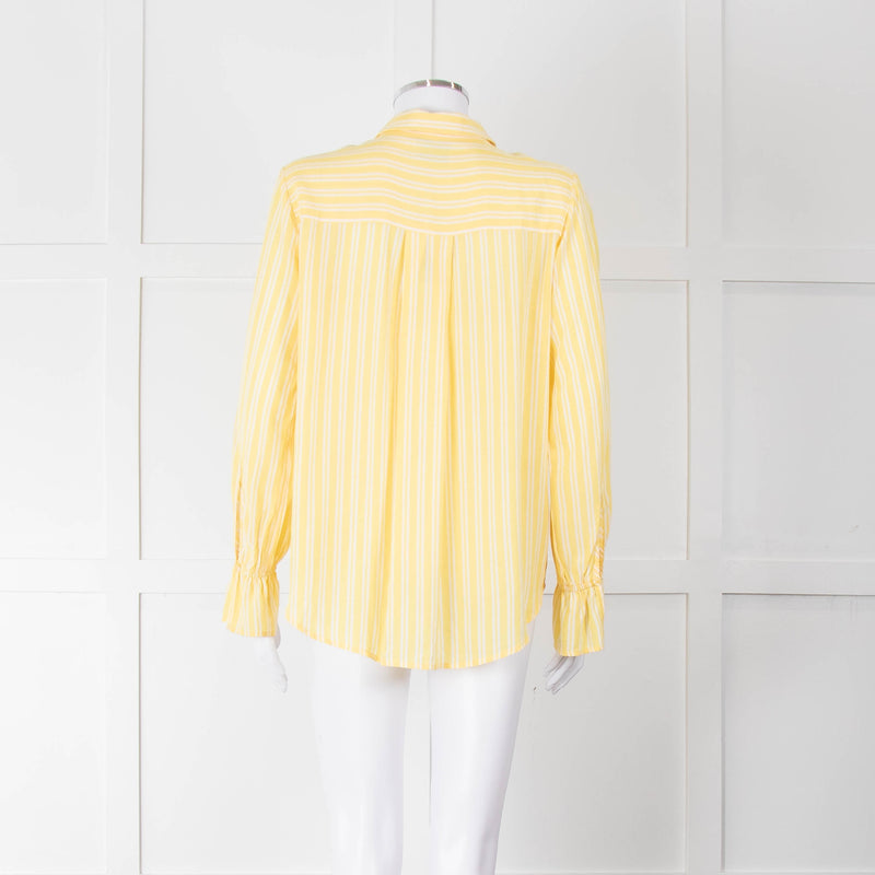 Second Female Yellow White Stripe Frill Cuff Blouse
