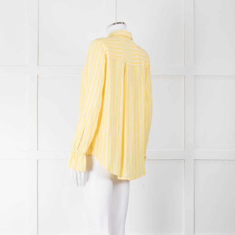 Second Female Yellow White Stripe Frill Cuff Blouse