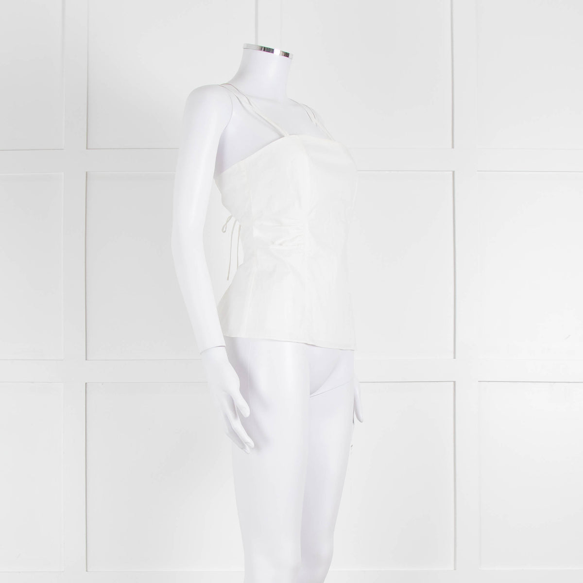 Frame White Cotton Sleeveless Low Back Top