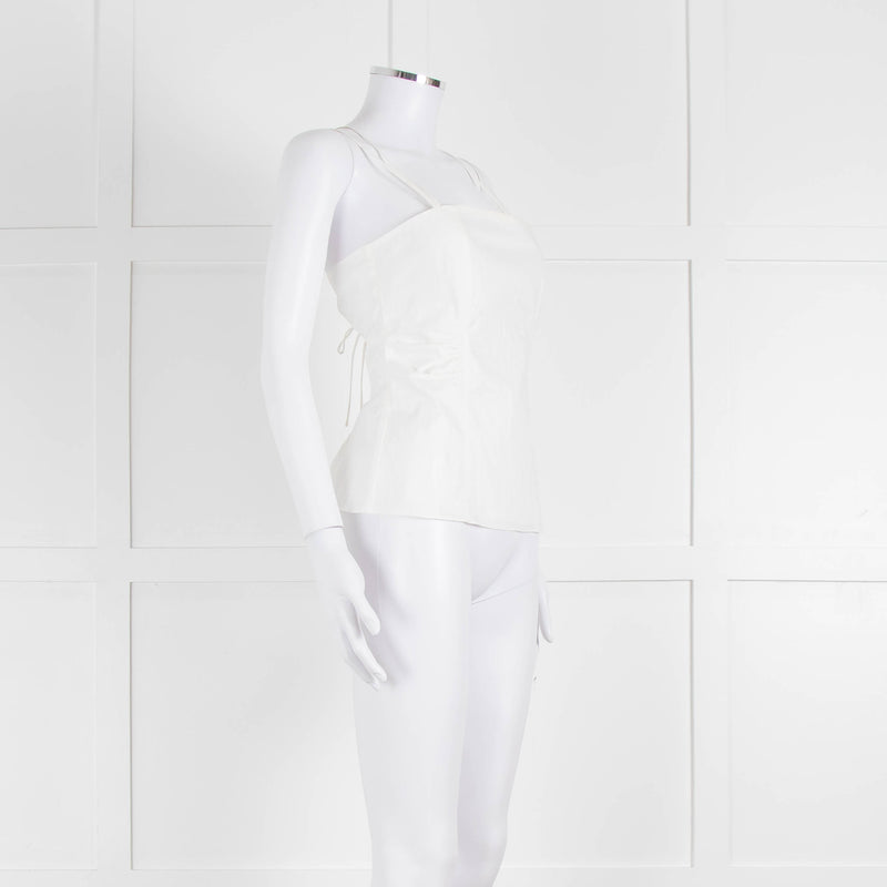 Frame White Cotton Sleeveless Low Back Top