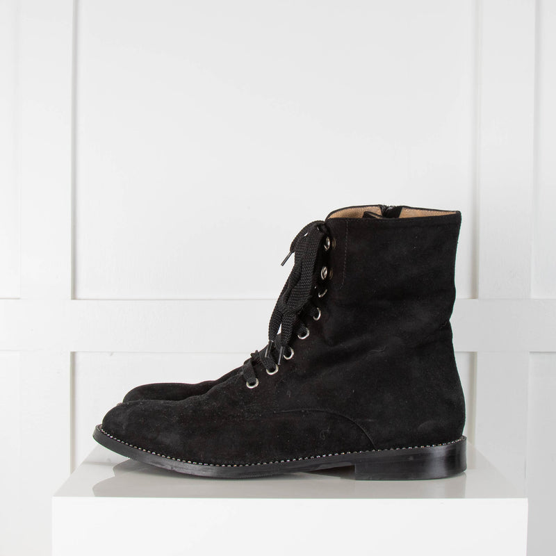 Nicola Sexton Black Suede Ankle Boot With Diamante