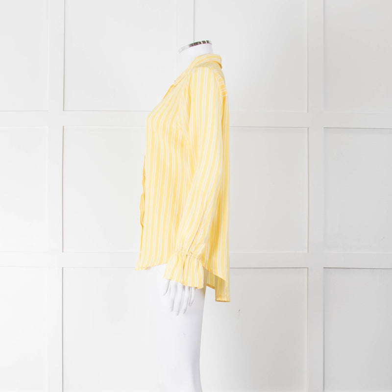 Second Female Yellow White Stripe Frill Cuff Blouse