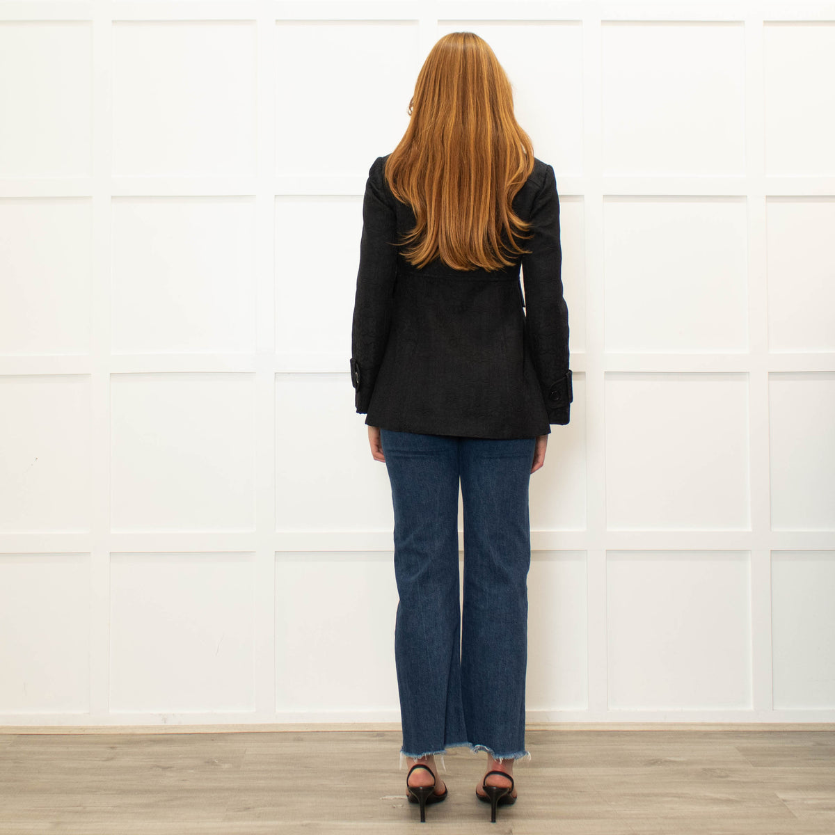 Nanette Lepore Black On Black Printed Pocket Detail Jacket