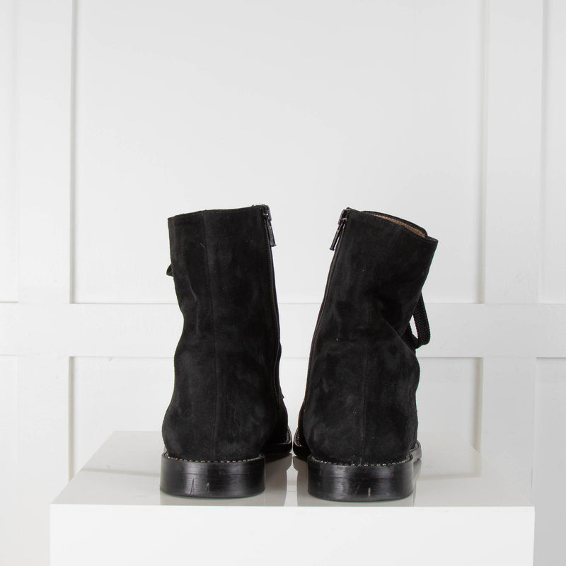 Nicola Sexton Black Suede Ankle Boot With Diamante