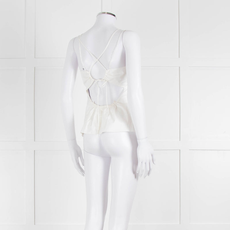 Frame White Cotton Sleeveless Low Back Top