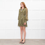 Zimmermann Green Metallic Silk Blend Mini Wrap Dress