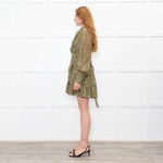 Zimmermann Green Metallic Silk Blend Mini Wrap Dress