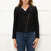 Zadig & Voltaire Black White Fleck Leather Trim Zip Up Jacket