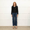 Zadig & Voltaire Black White Fleck Leather Trim Zip Up Jacket