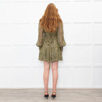 Zimmermann Green Metallic Silk Blend Mini Wrap Dress