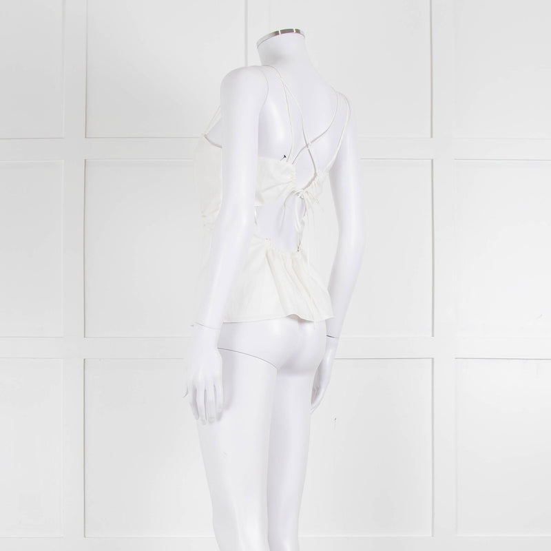 Frame White Cotton Sleeveless Low Back Top