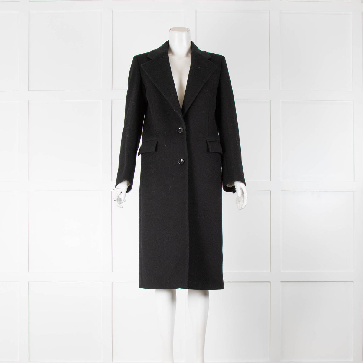 Joseph Black Fitted Wool Coat