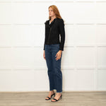 Zadig & Voltaire Black White Fleck Leather Trim Zip Up Jacket
