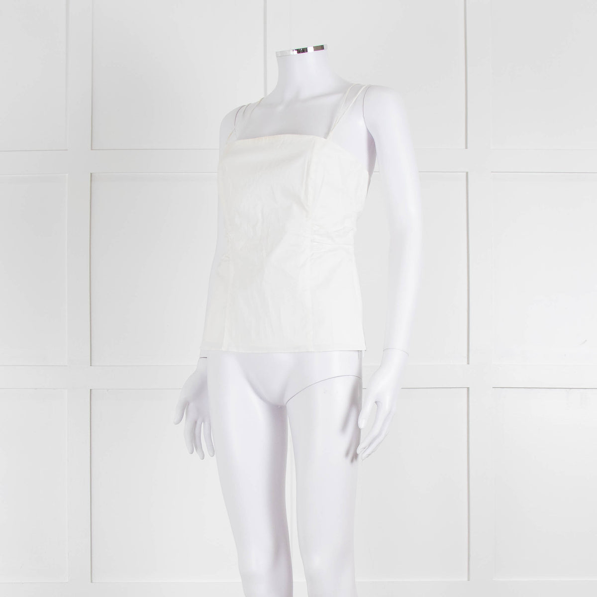 Frame White Cotton Sleeveless Low Back Top