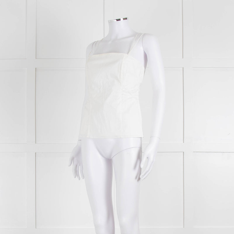 Frame White Cotton Sleeveless Low Back Top