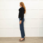 Zadig & Voltaire Black White Fleck Leather Trim Zip Up Jacket
