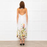 Lenny Niemeyer White Halterneck Maxi Dress with Floral Hem