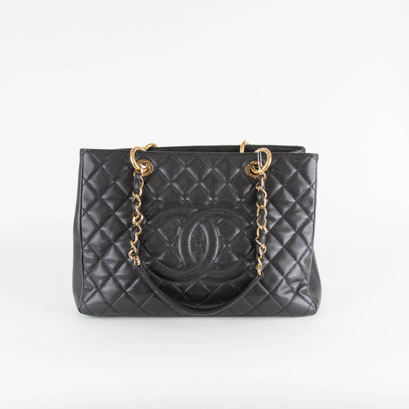 Chanel Black Caviar Leather Grand Shopping Tote Bag