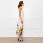 Lenny Niemeyer White Halterneck Maxi Dress with Floral Hem