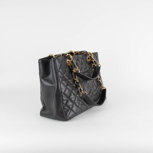 Chanel Black Caviar Leather Grand Shopping Tote Bag