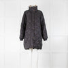 Barbour Black Engineered Quilted Coat With Borg Trim