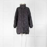 Barbour Black Engineered Quilted Coat With Borg Trim