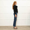 Zadig & Voltaire Black White Fleck Leather Trim Zip Up Jacket