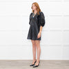 Ganni Black Leather V Neck Mini Dress