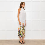 Lenny Niemeyer White Halterneck Maxi Dress with Floral Hem