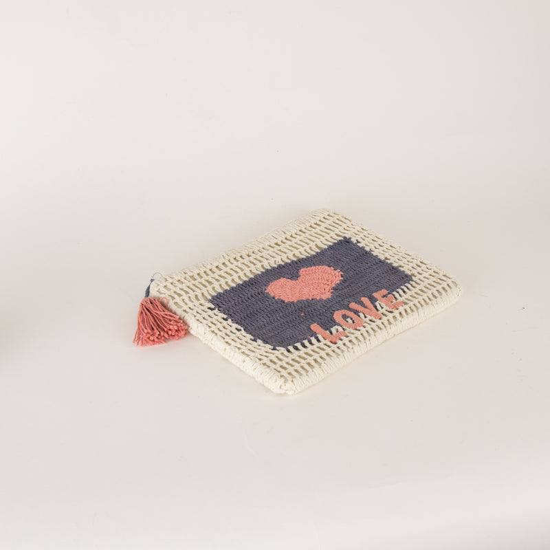 Mabe Neve 'Love' Crochet Pouch