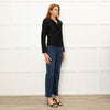 Zadig & Voltaire Black White Fleck Leather Trim Zip Up Jacket