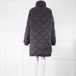 Barbour Black Engineered Quilted Coat With Borg Trim