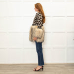 The Extreme Collection Beige Brown Animal Print Faux Fur Trim Cardigan