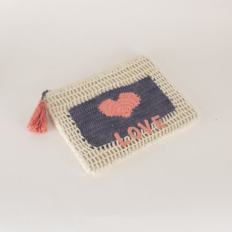 Mabe Neve 'Love' Crochet Pouch