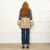 The Extreme Collection Beige Brown Animal Print Faux Fur Trim Cardigan