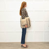 The Extreme Collection Beige Brown Animal Print Faux Fur Trim Cardigan