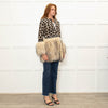 The Extreme Collection Beige Brown Animal Print Faux Fur Trim Cardigan