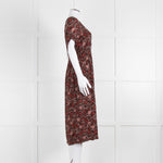 Burberry Brit Brown Rust Floral Short Sleeve Midi Dress