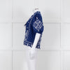 Farm Rio Blue White Embroidered Big Collar Blouse