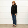 Me + Em Black Cream Trim Zip Up Long Jacket