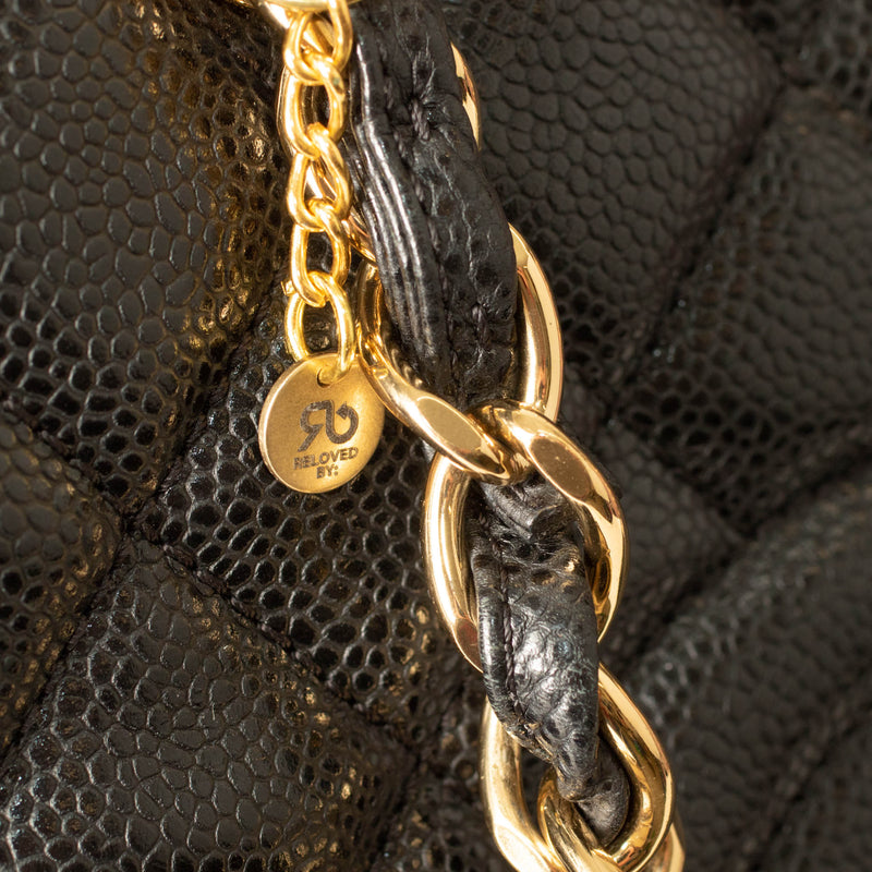 Chanel Black Caviar Leather Grand Shopping Tote Bag