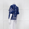 Farm Rio Blue White Embroidered Big Collar Blouse