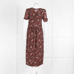 Burberry Brit Brown Rust Floral Short Sleeve Midi Dress