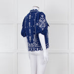 Farm Rio Blue White Embroidered Big Collar Blouse