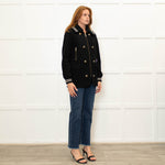 Me + Em Black Cream Trim Zip Up Long Jacket