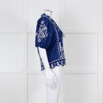 Farm Rio Blue White Embroidered Big Collar Blouse