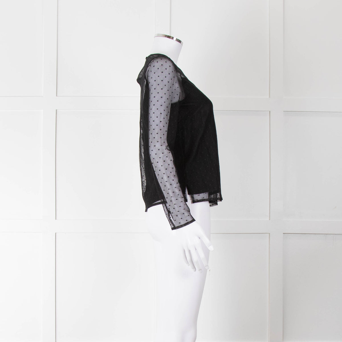 Rag & Bone Black Dot Net Sheer Top With Slip
