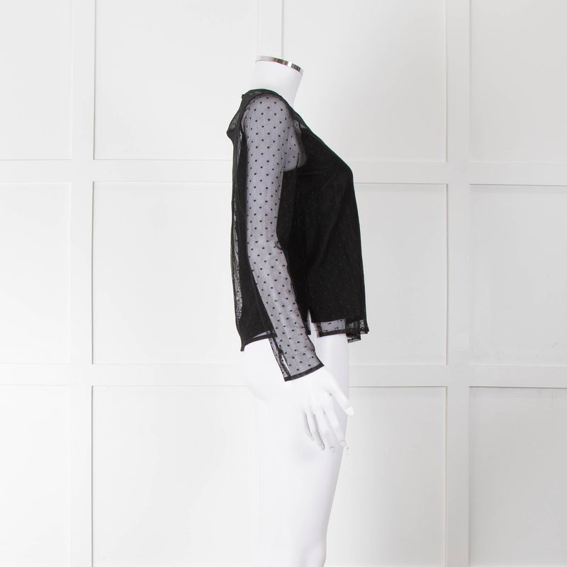 Rag & Bone Black Dot Net Sheer Top With Slip
